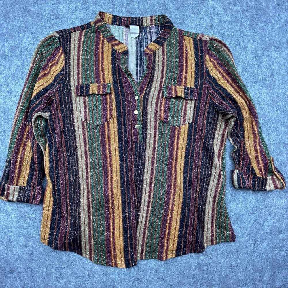 Vintage‎ Cocomo Shirt Womens Large Sparkle Glitter Rainbow Retro Metallic Knit